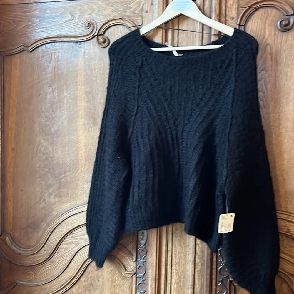 Free People Black Carter Pullover Sweater NEW